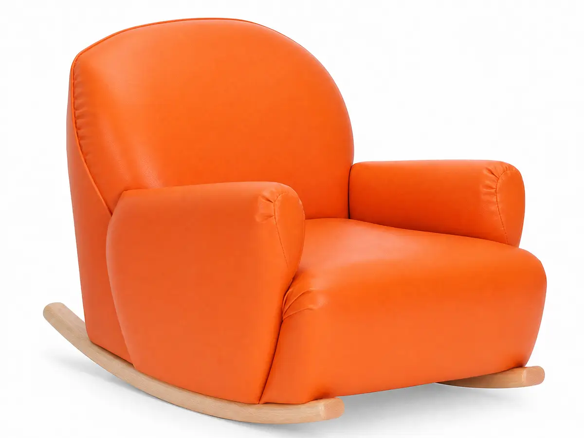 Schaukelsessel-mit-Kunstlederbezug-orange