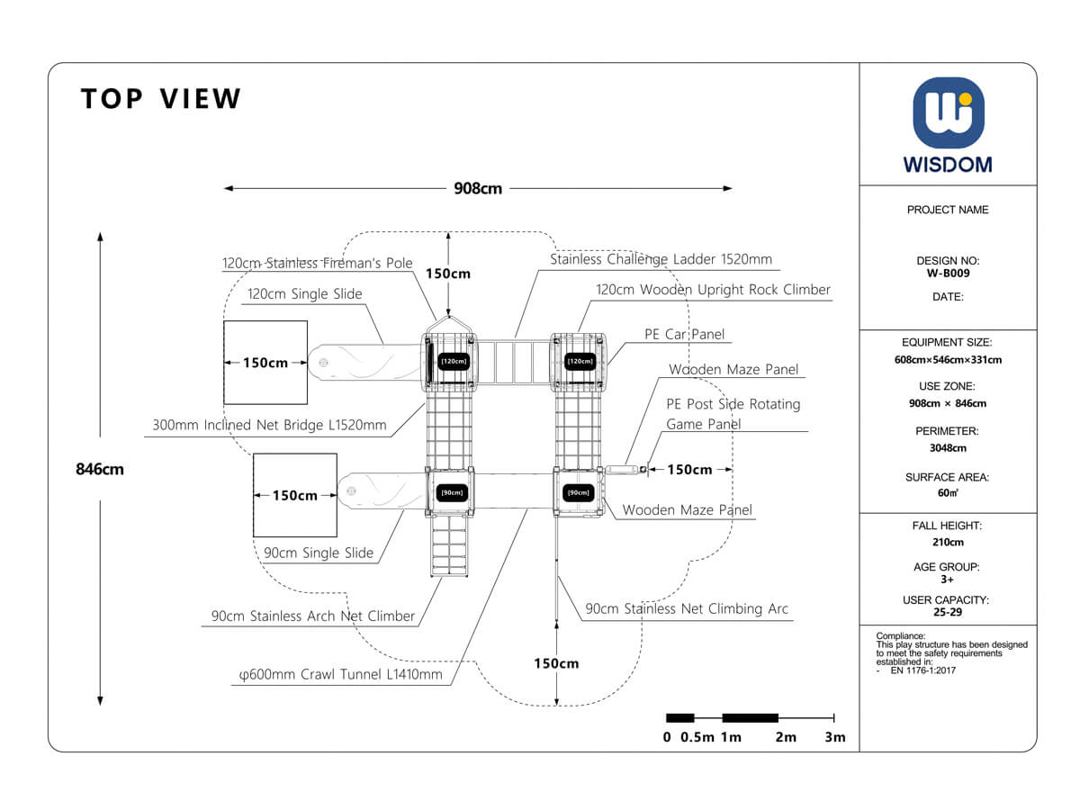 Spielanlage-mit-Doppelrutsche-und-Spielwand