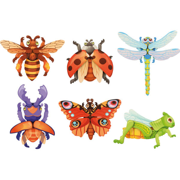 Magnetpuzzle Insekten 6er Set – Lernspiel aus Holz