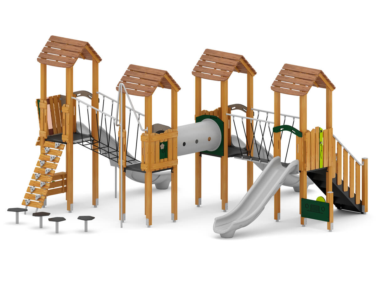 Spielanlage-mit-Rutsche,-Kriechtunnel-und-Kletterwand