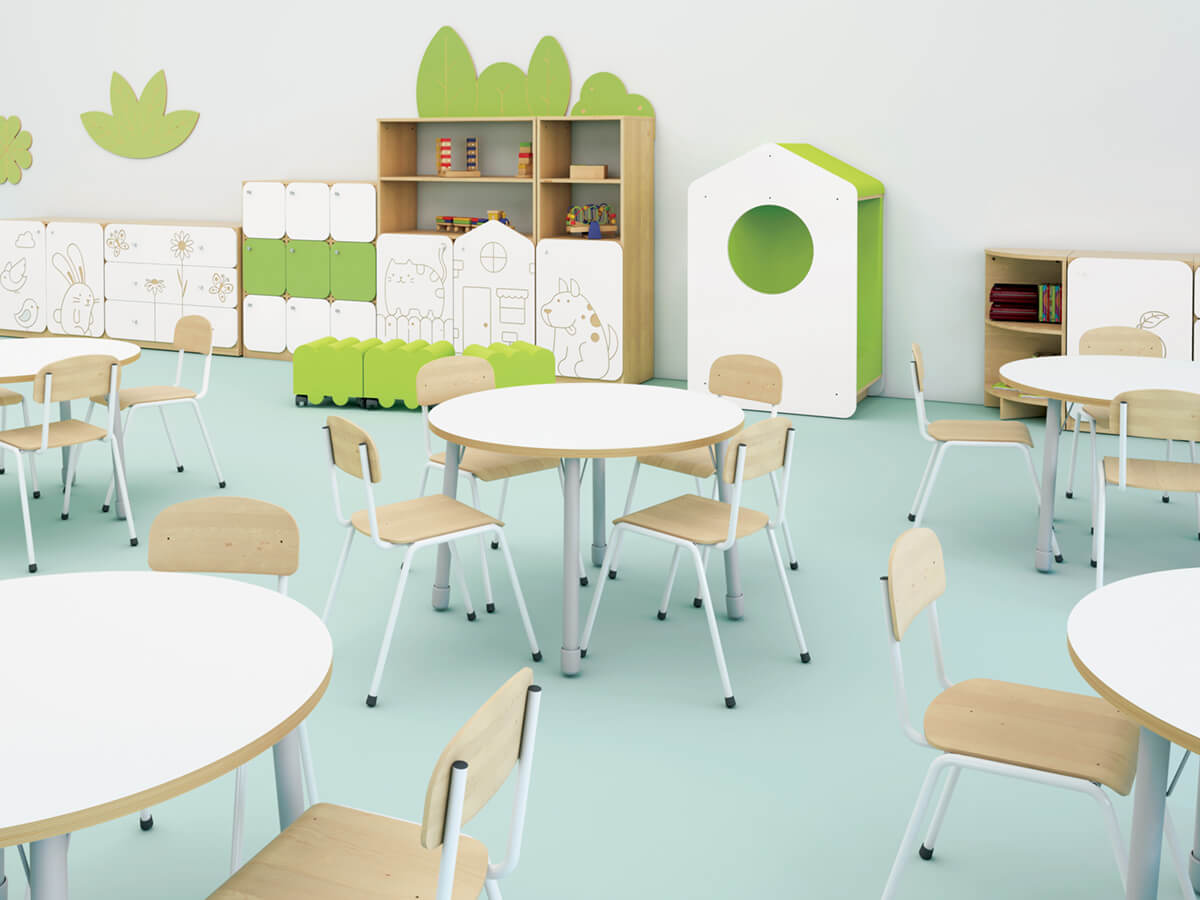 kita-tisch-rund-100cm höhenverstellbarer Tisch rund