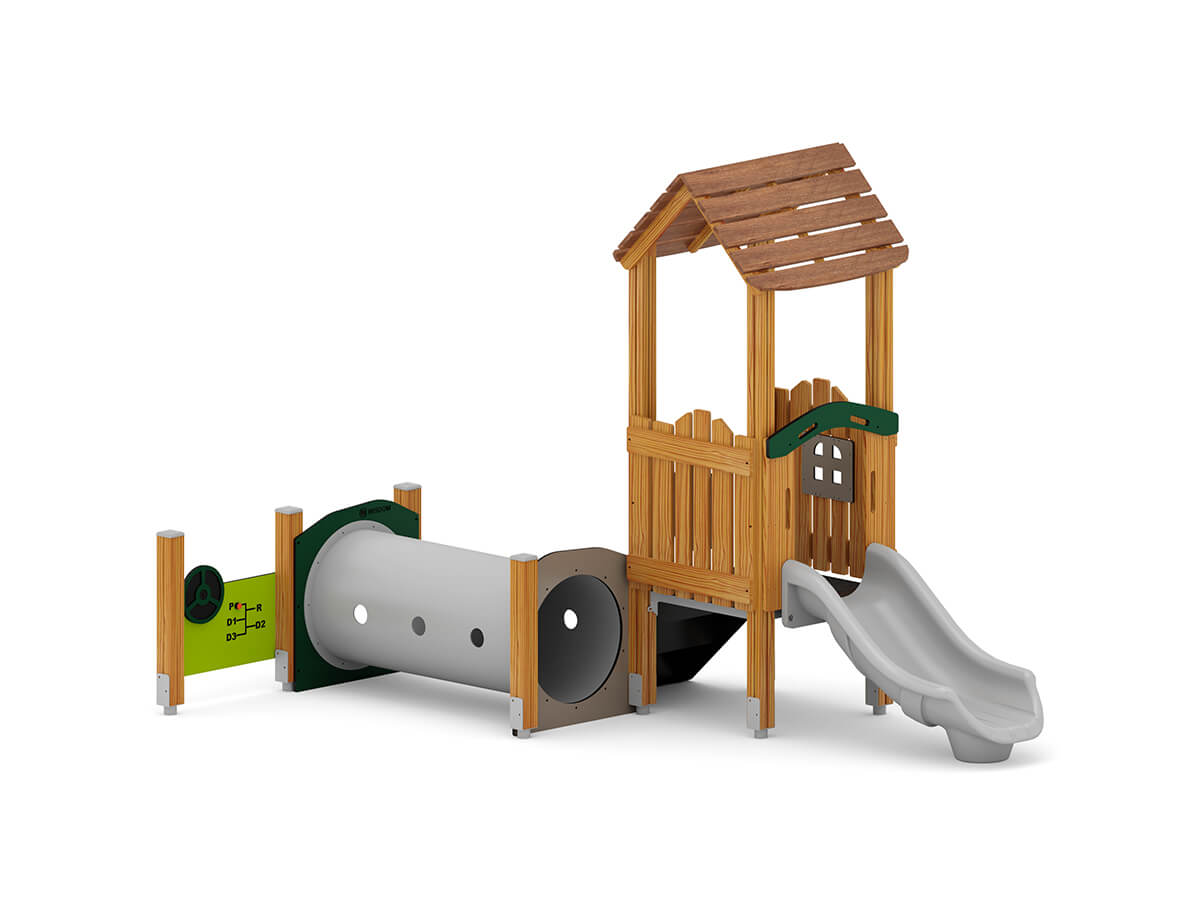Sicheres U3 Spielgerät mit Rutsche und Tunnel