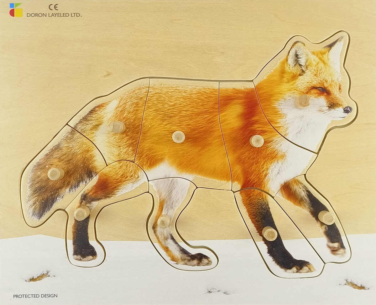 Fuchs--Holz-Puzzle-realistisch