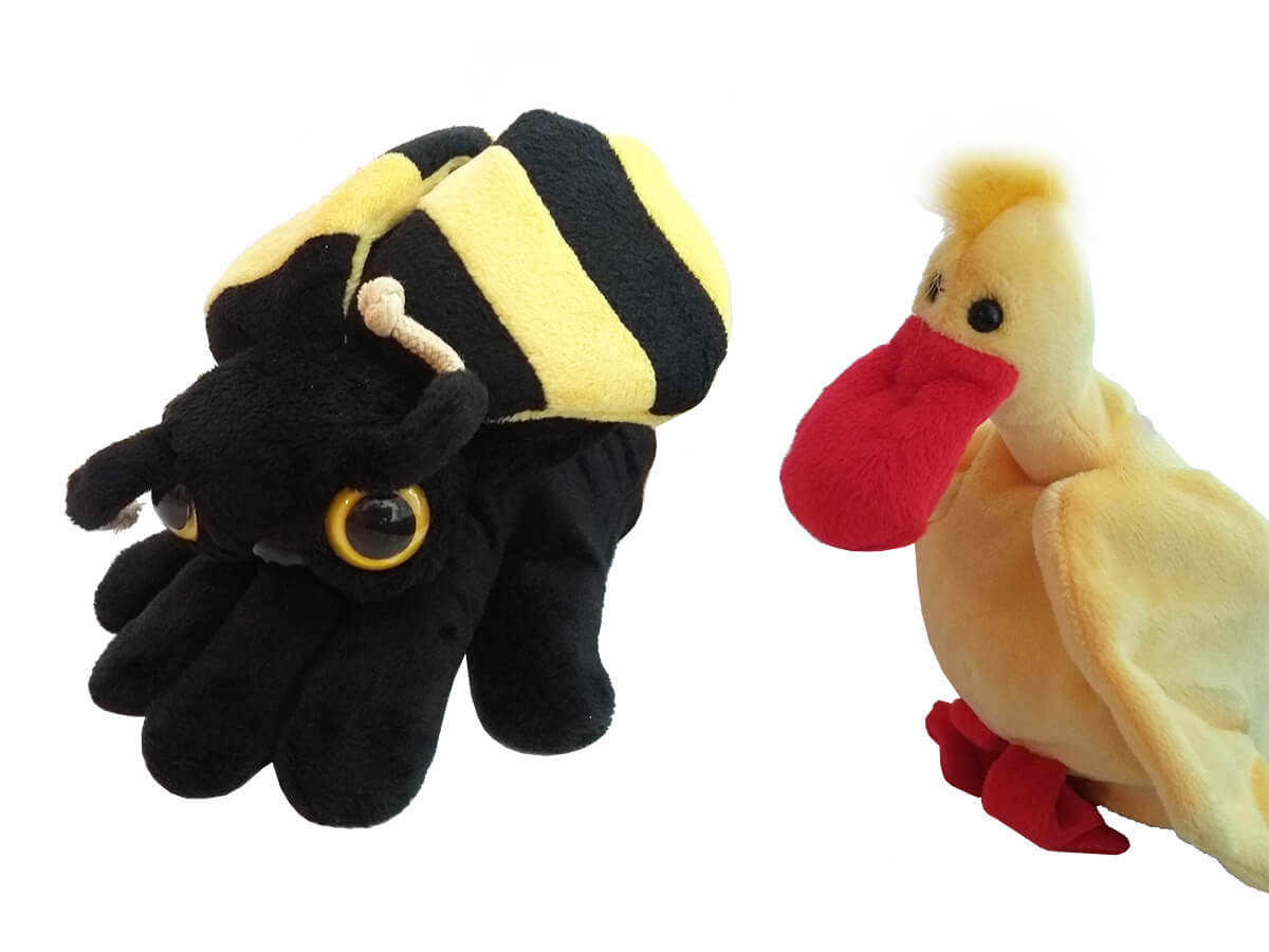 Handpuppen-Biene-und-Ente