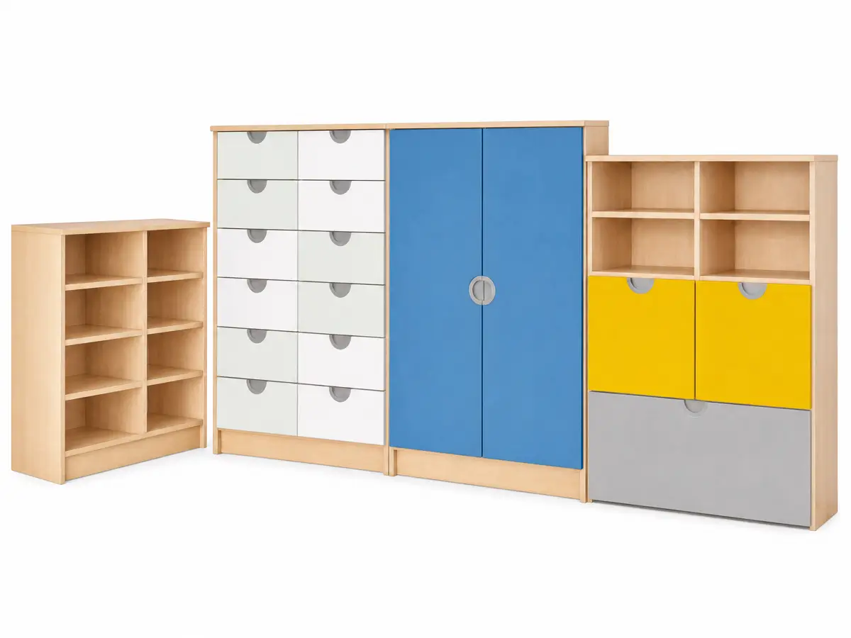 Kita-Moebelset-Schrankwand-mit-Regalen-und-Schubladen-haidig