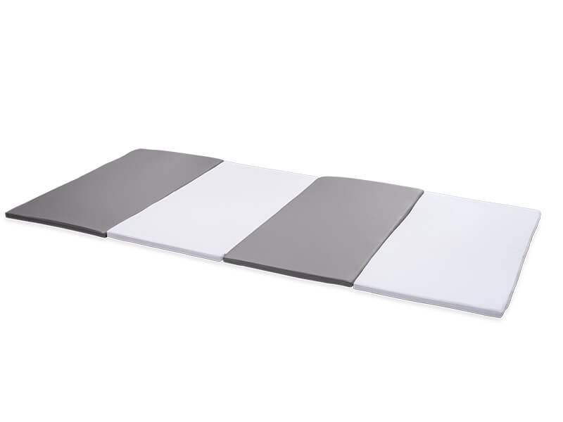 bodenmatte-weiss-grau Faltmatte-mit-kunstlederbezug