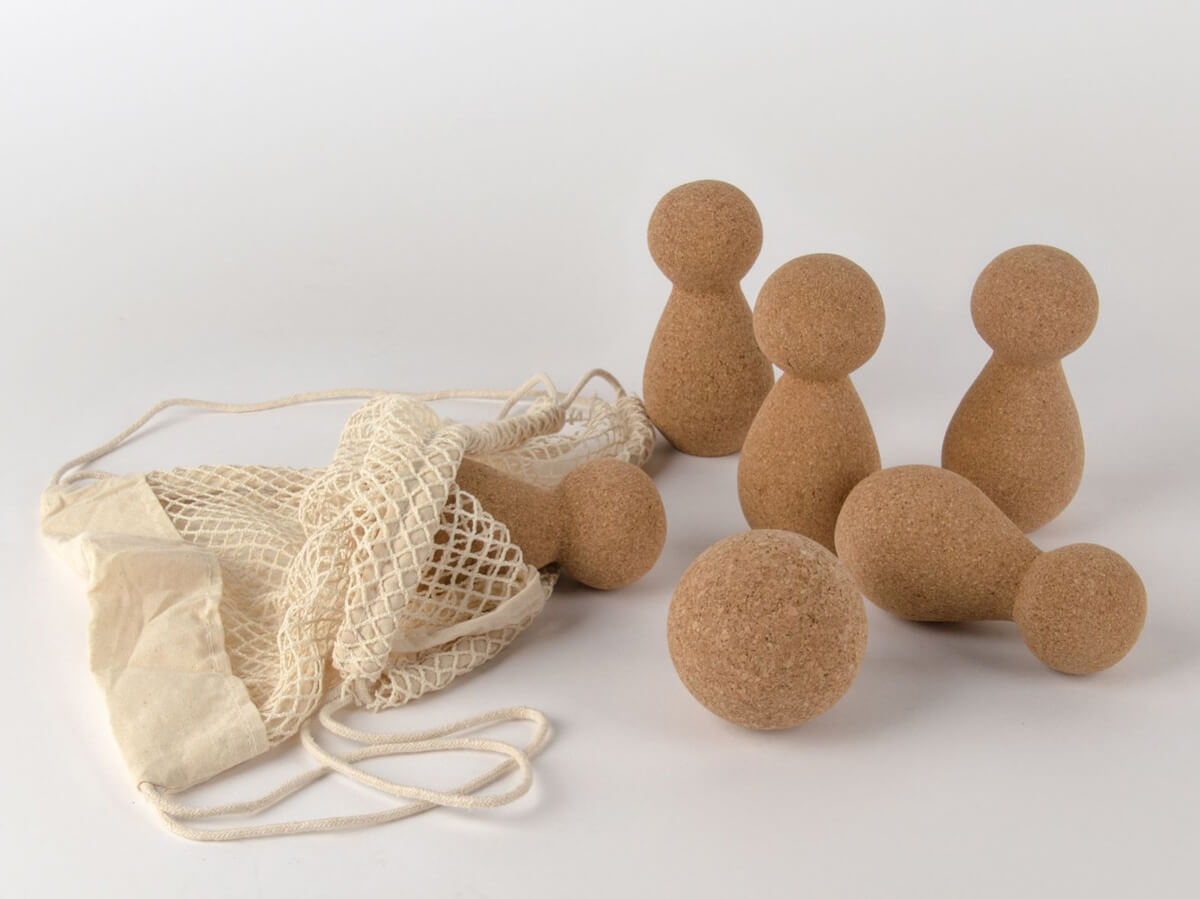 Tumbling CORK Bowling-Set aus Naturkork