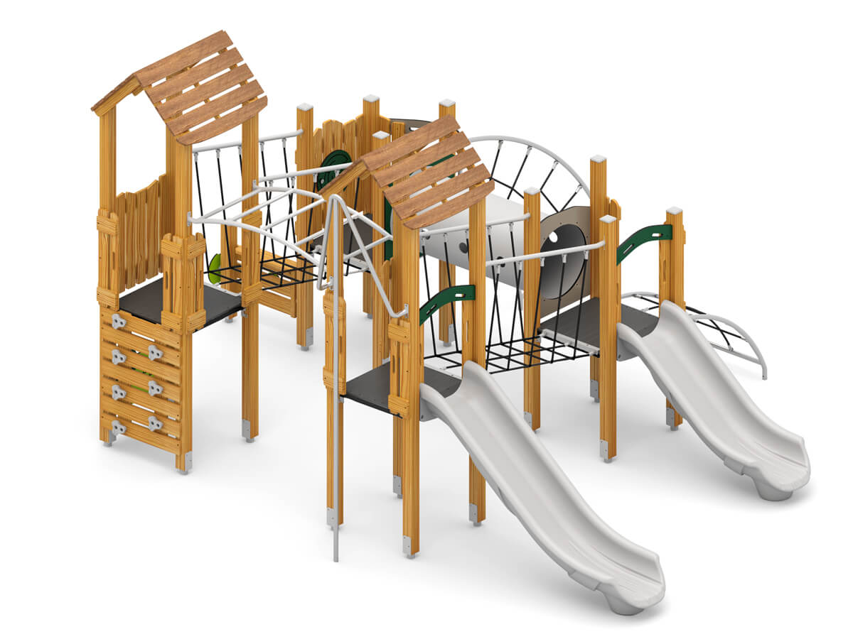 Spielanlage-mit-Doppelrutsche-und-Spielwand-wisdom