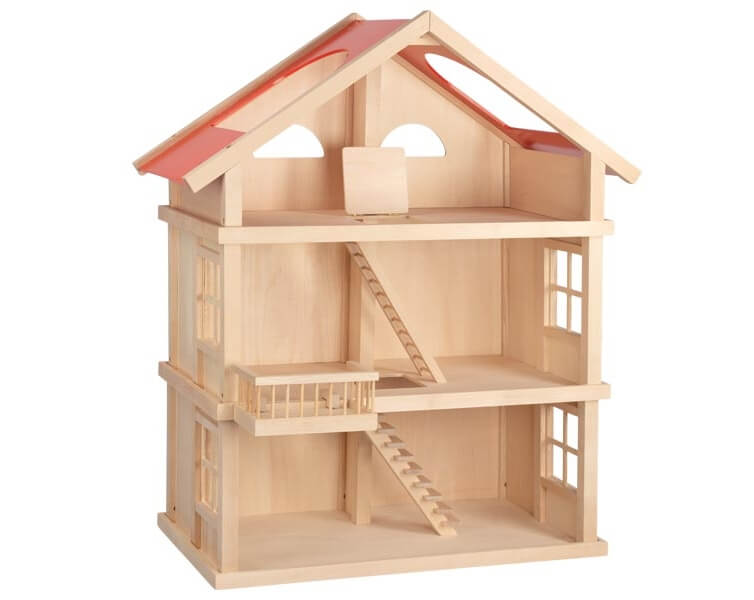 Puppenhaus aus Pappe 3-stöckig NEU ohne Möbel 80152 