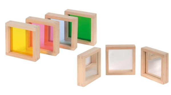 Bloks mit Spiegel und buntem Glas, 7er Set