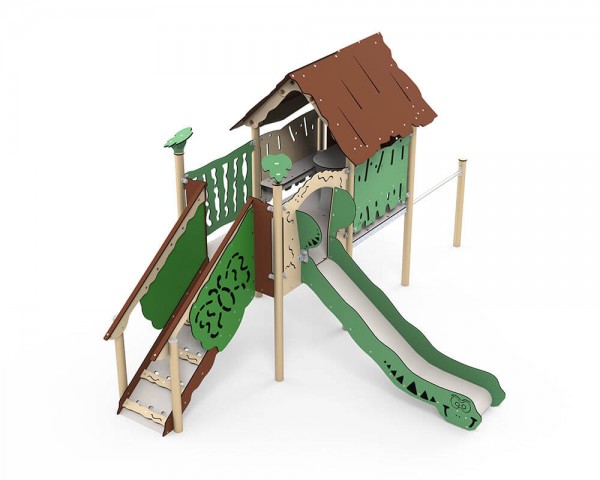 Dschungel-Spielanlage-mit-integriertem-Spielhaus 